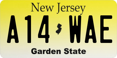 NJ license plate A14WAE