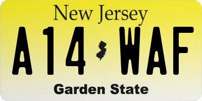 NJ license plate A14WAF