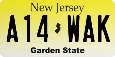 NJ license plate A14WAK