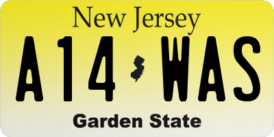 NJ license plate A14WAS