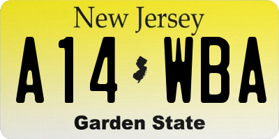 NJ license plate A14WBA