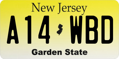 NJ license plate A14WBD
