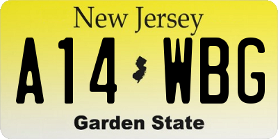 NJ license plate A14WBG