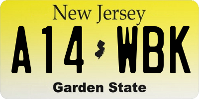 NJ license plate A14WBK