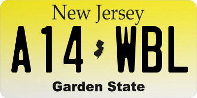 NJ license plate A14WBL