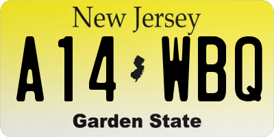 NJ license plate A14WBQ