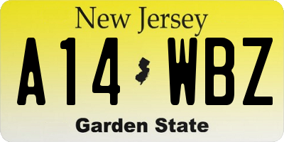 NJ license plate A14WBZ