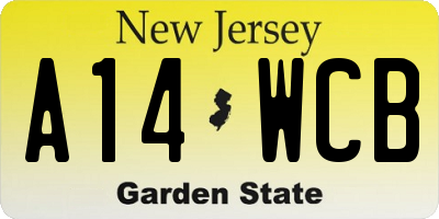 NJ license plate A14WCB