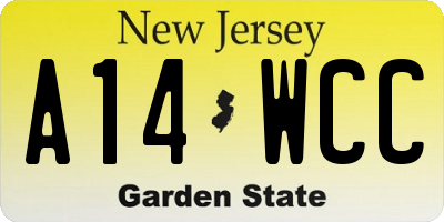 NJ license plate A14WCC
