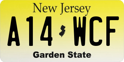 NJ license plate A14WCF