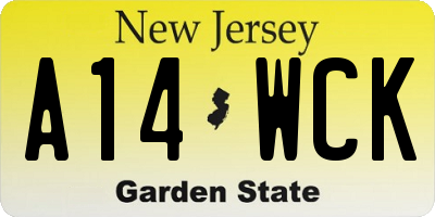 NJ license plate A14WCK