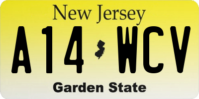 NJ license plate A14WCV