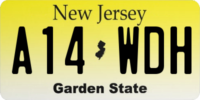 NJ license plate A14WDH