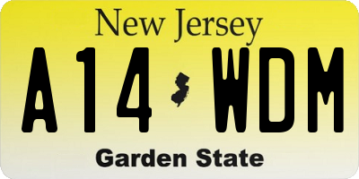 NJ license plate A14WDM