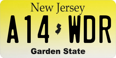 NJ license plate A14WDR