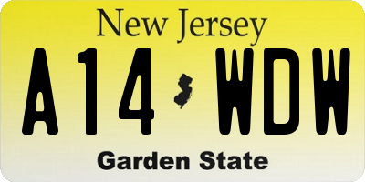 NJ license plate A14WDW