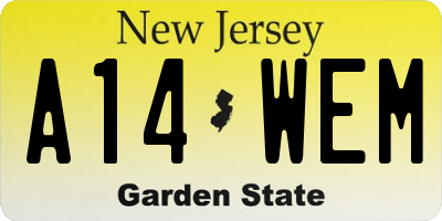 NJ license plate A14WEM