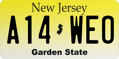 NJ license plate A14WEO