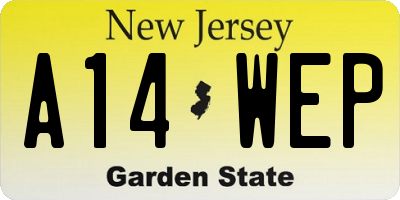 NJ license plate A14WEP