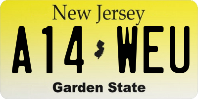 NJ license plate A14WEU