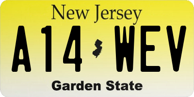 NJ license plate A14WEV