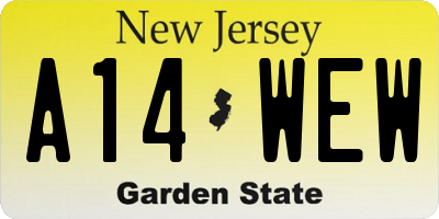 NJ license plate A14WEW
