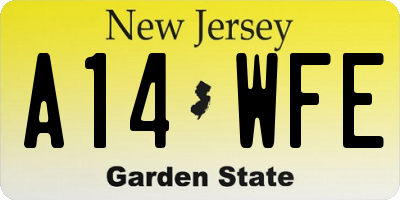 NJ license plate A14WFE