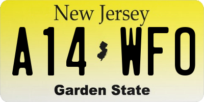 NJ license plate A14WFO