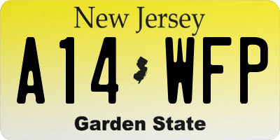 NJ license plate A14WFP