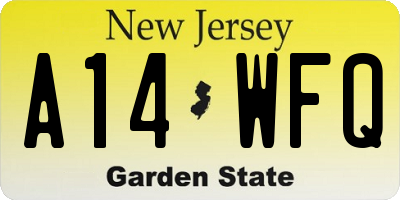 NJ license plate A14WFQ