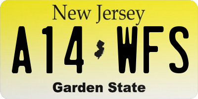 NJ license plate A14WFS