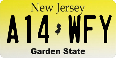 NJ license plate A14WFY