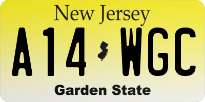 NJ license plate A14WGC