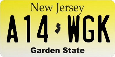 NJ license plate A14WGK