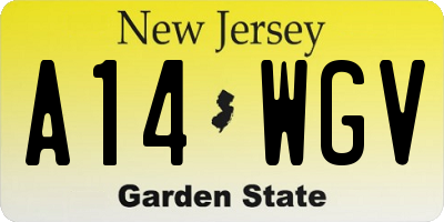 NJ license plate A14WGV