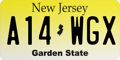 NJ license plate A14WGX
