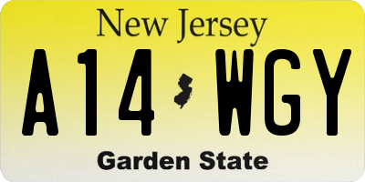 NJ license plate A14WGY