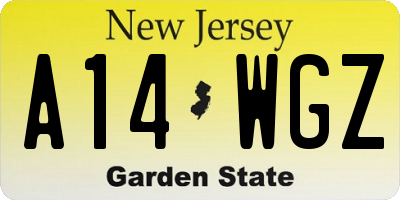 NJ license plate A14WGZ