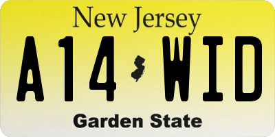 NJ license plate A14WID