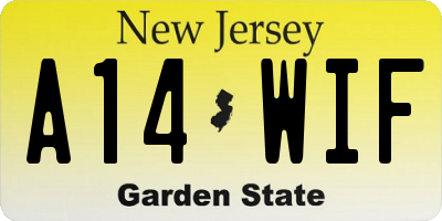 NJ license plate A14WIF