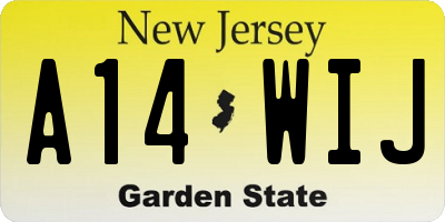 NJ license plate A14WIJ