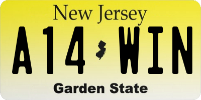 NJ license plate A14WIN