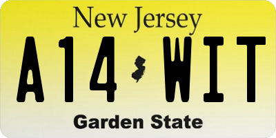 NJ license plate A14WIT