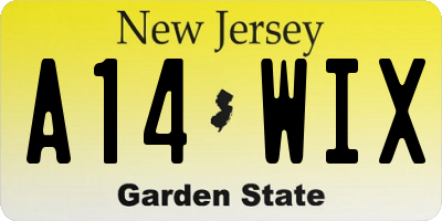 NJ license plate A14WIX
