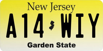 NJ license plate A14WIY