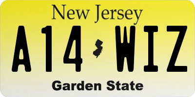 NJ license plate A14WIZ