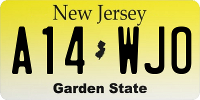 NJ license plate A14WJO