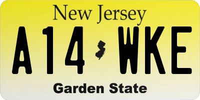 NJ license plate A14WKE