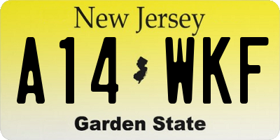 NJ license plate A14WKF
