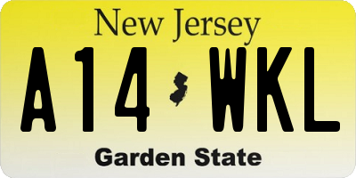 NJ license plate A14WKL